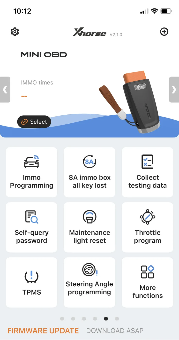 V1.3.3 Xhorse VVDI MINI OBD Tool Immo Programmer Work with VVDI Key Tool MAX/Xhorse App - Software interface and supported data