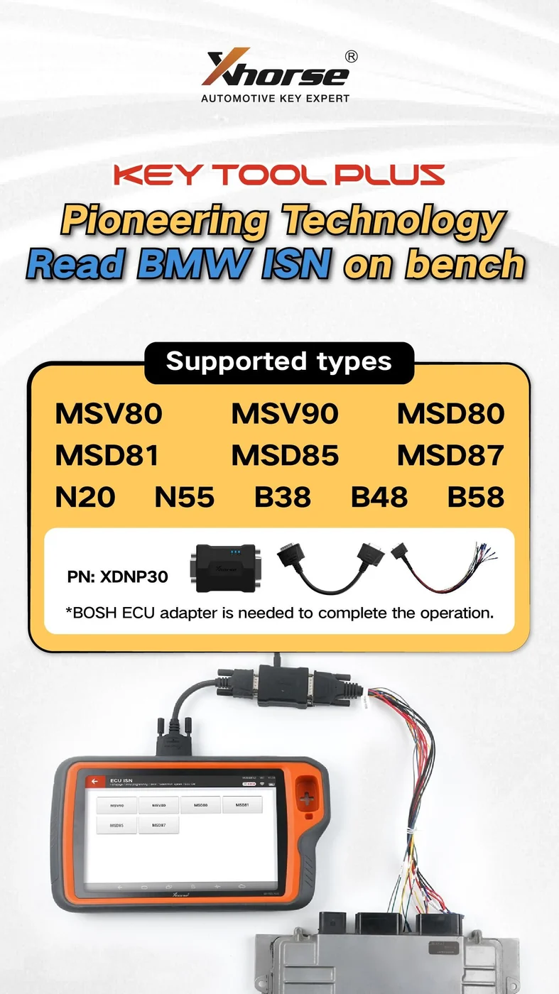 Xhorse BMW ISN on Bench Authorization For VVDI Key Tool Plus - Adapter and connection details