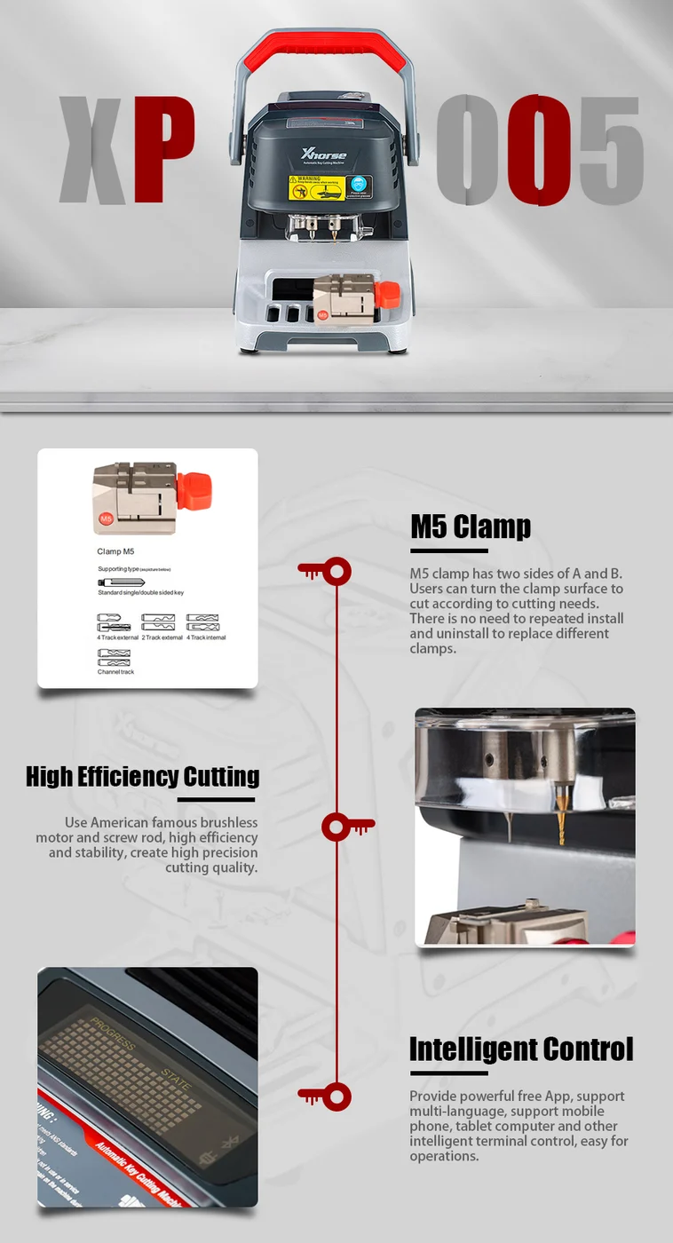Xhorse Dolphin XP-005 XP005 Key Cutting Machine with M5 Clamp for All Key Lost With Battery Version - Product feature detail 2