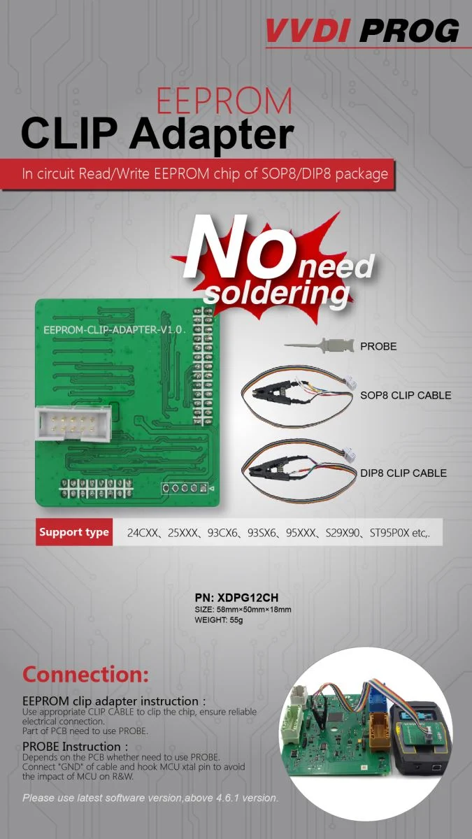 Xhorse EEPROM Clip Adapter for VVDI Prog Programmer - Product feature detail 1