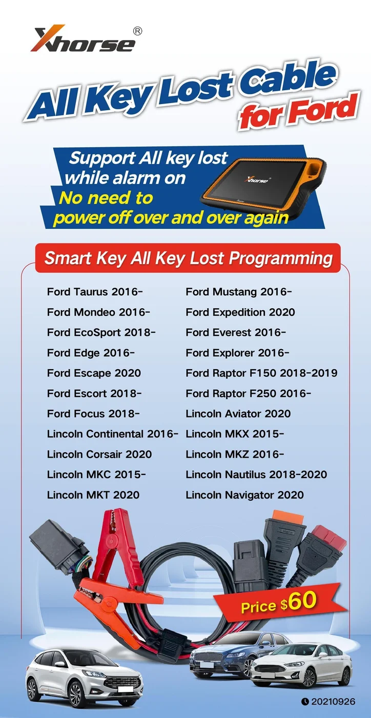 Xhorse Ford All Key Lost Cable For VVDI Key Tool Plus - Adapter and connection details
