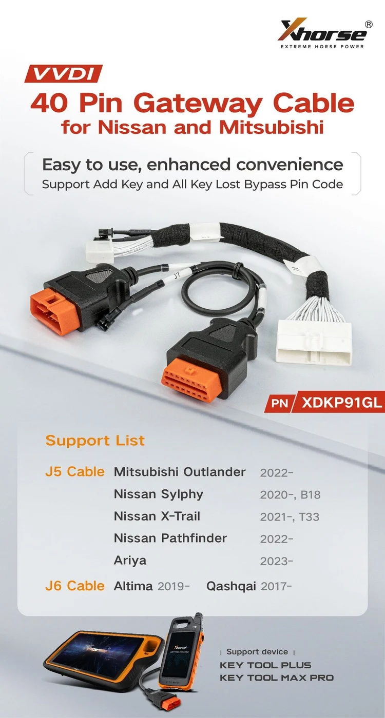 Xhorse VVDI XDKP91GL Nissan 40 PIN Gateway Adapter for Nissan and Mitsubishi Works with VVDI Key Tool Plus/Key Tool Max Pro - Product feature detail 1