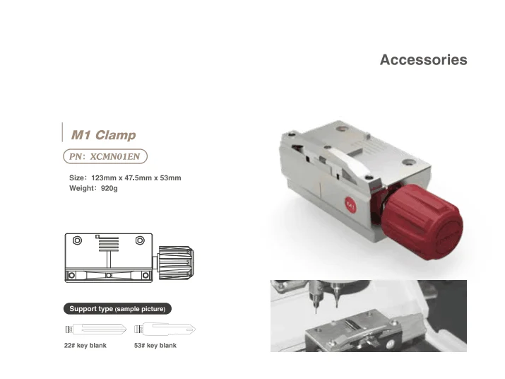 Xhorse XCMN01EN M1 Clamp for Condor XC-Mini plus and Dolphin XP005 Key Cutting Machine - Compatible clamps, cutters, and probes