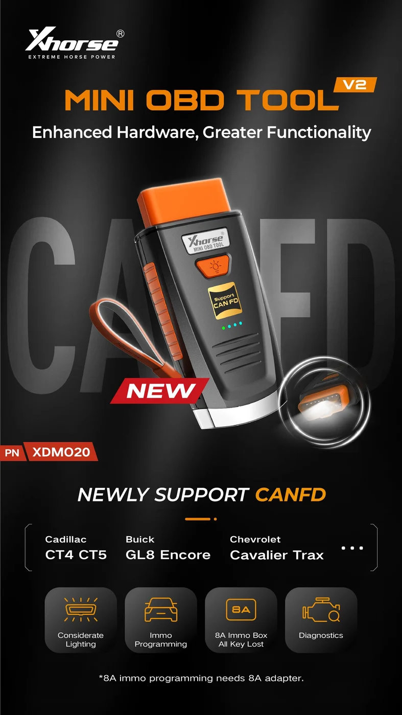 Xhorse XDMO20 VVDI MINI OBD Tool V2 IMMO Programmer Support CAN FD - Product feature detail 1