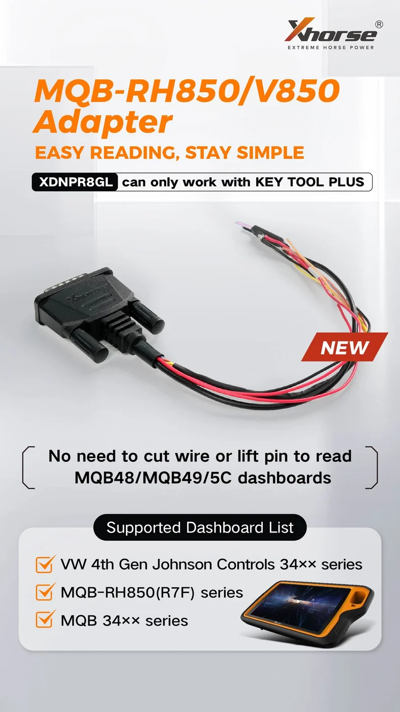 XHORSE XDNPR8GL MQB-RH850/V850 Adapter for VVDI Key Tool Plus - Adapter and connection details