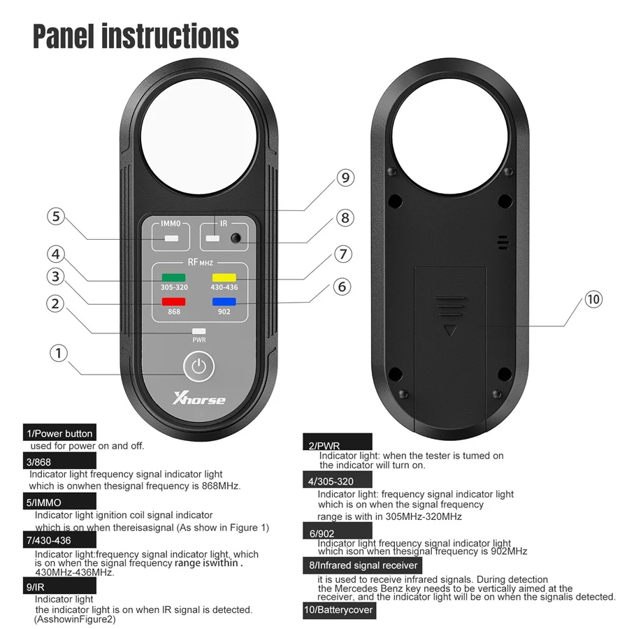 Xhorse XDRT20 Frequency Tester V2 support 315Mhz/433Mhz/868Mhz/902Mhz - Product feature detail 1