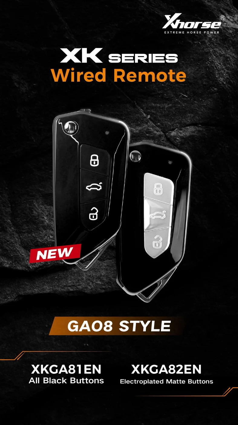 XHORSE XKGA81EN All Black 3 Buttons Universal Wired Remote Key 5pcs/lot - Product feature detail 1