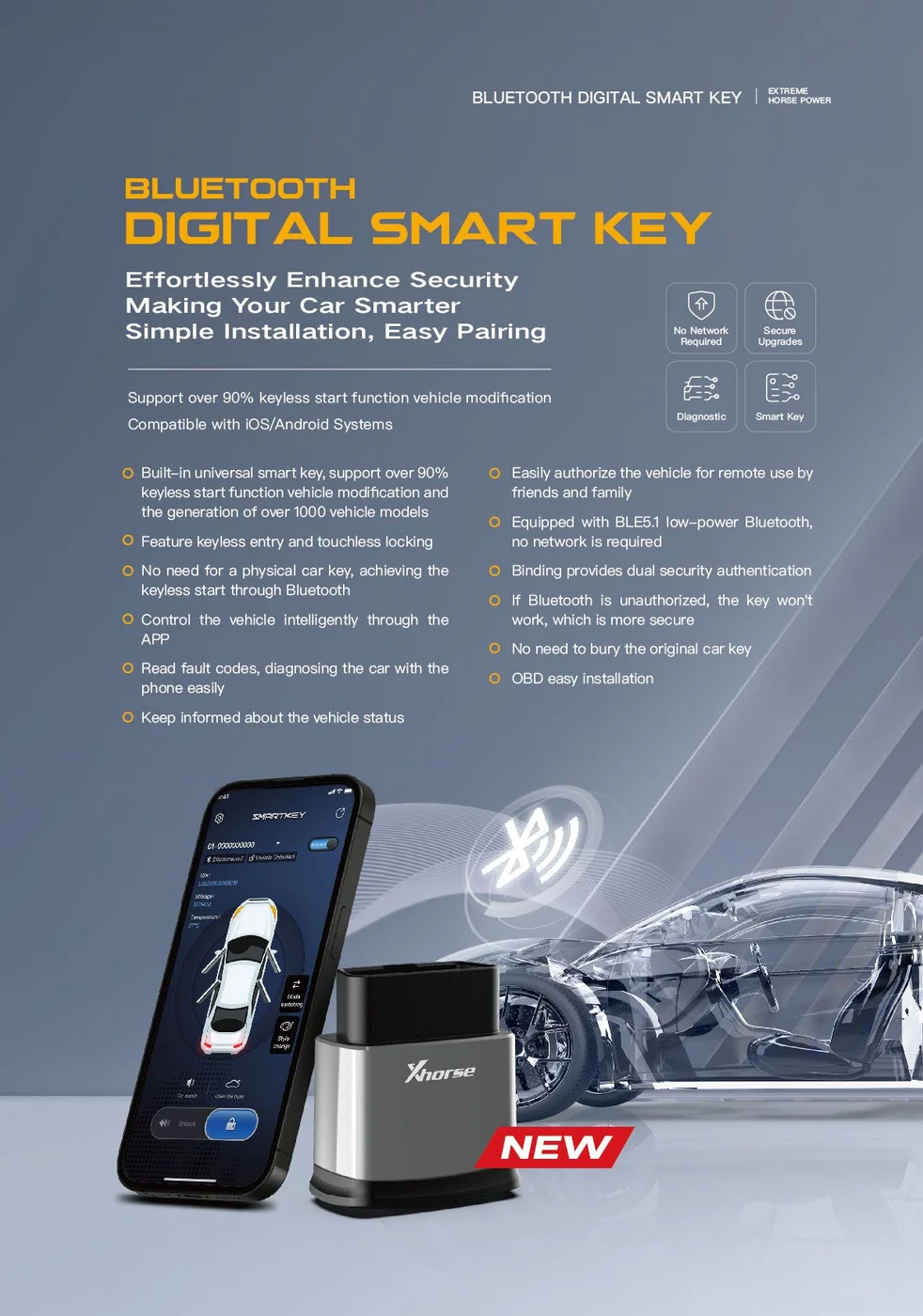 XHORSE XSBTK0EN Bluetooth Digital Smart Key Supports iOS Android - Product feature detail 2