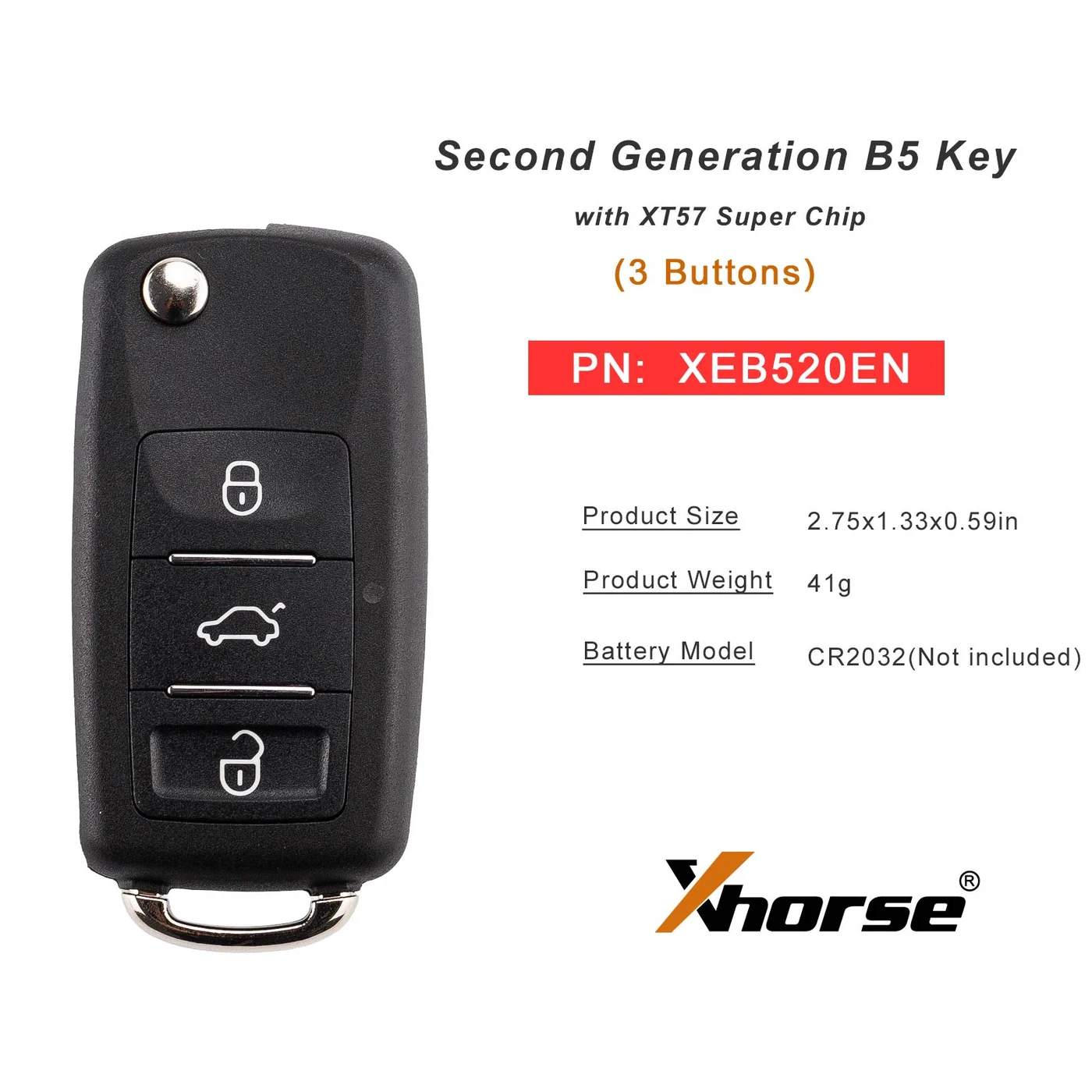 Xhorse XEB520EN 2ndGeneration B5 Remote Key with XT57B Super Chip 3 Buttons 5pcs/lot 5