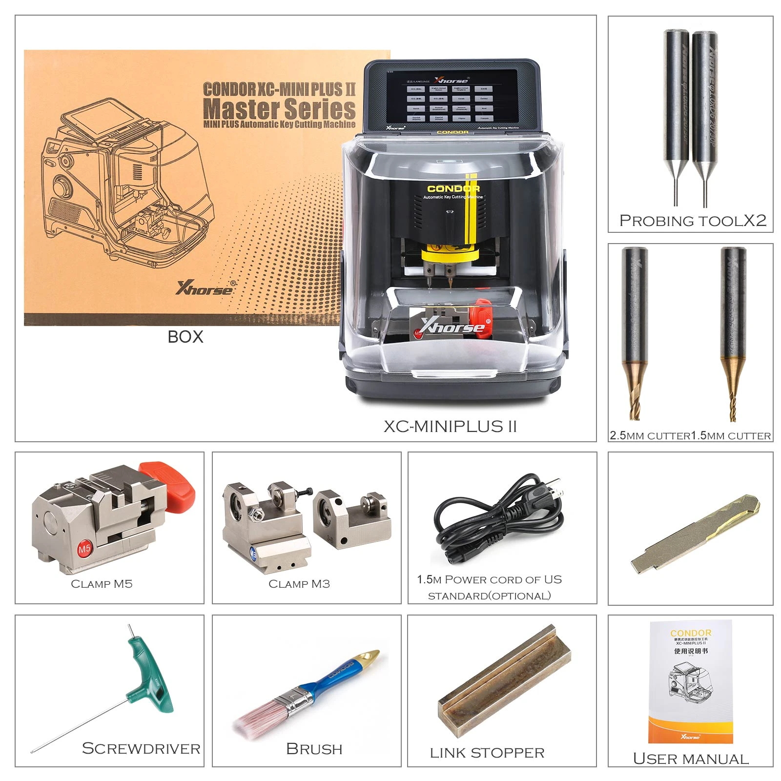 Xhorse Condor XC-Mini Plus II Key Cutting Machine and VVDI Key Tool Plus One BGA Token Free Everyday 12