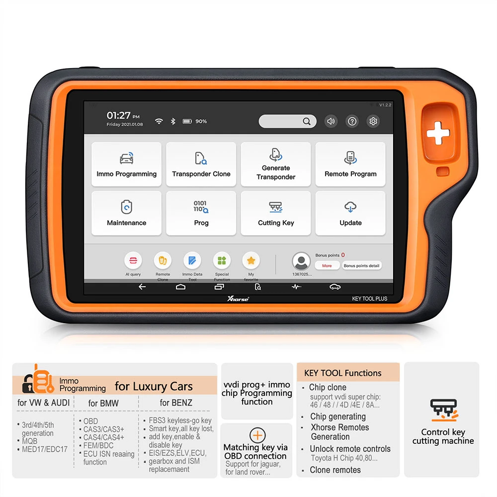 Xhorse Condor XC-Mini Plus II Key Cutting Machine and VVDI Key Tool Plus One BGA Token Free Everyday 14
