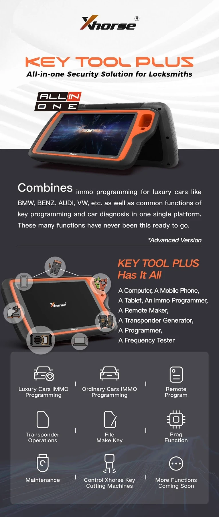 Xhorse Dolphin II XP-005L Key Cutting Machine and VVDI Key Tool Plus One BGA Token Free Everyday feature detail 5