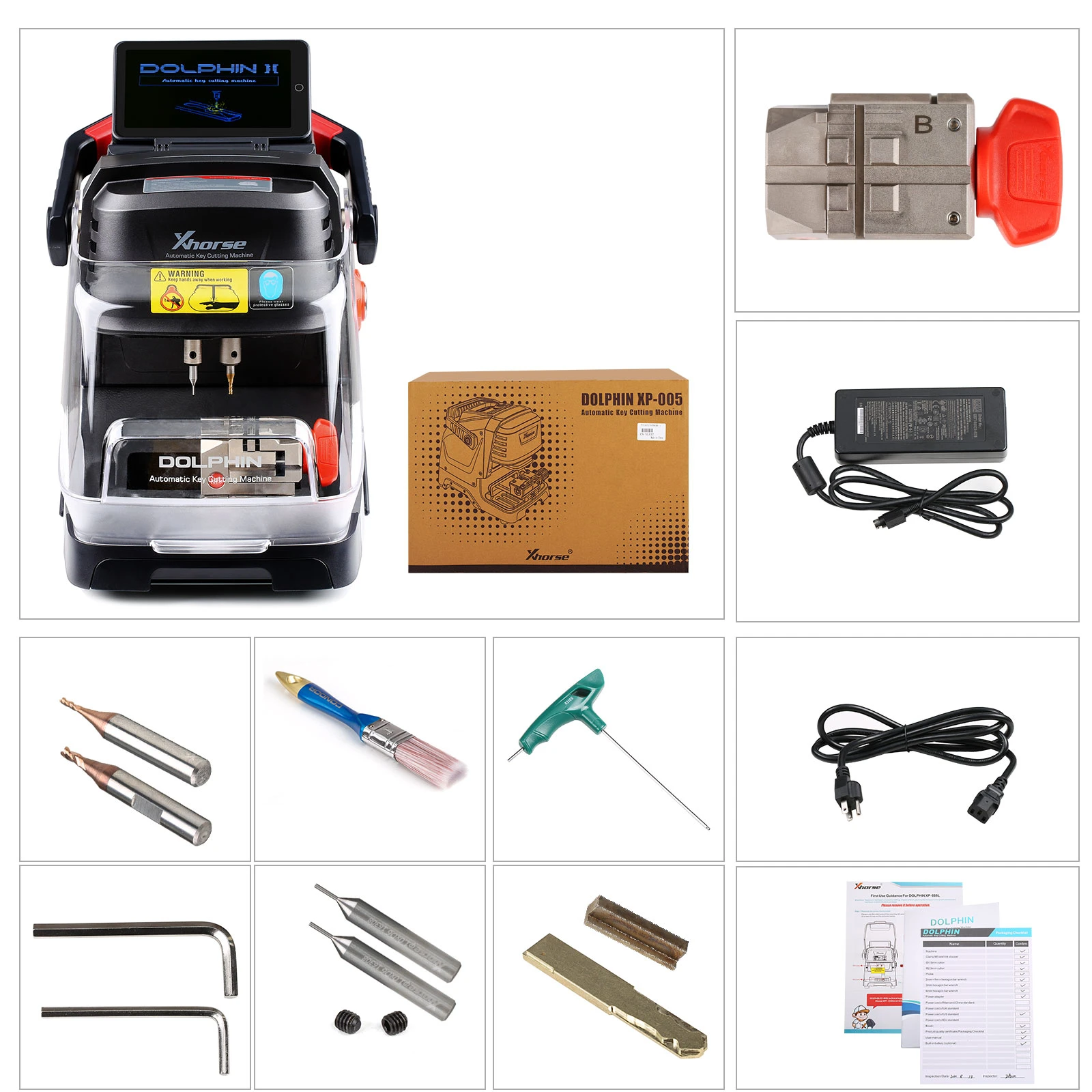 Xhorse Dolphin II XP-005L XP005L Key Cutting Machine for All Key Lost HD Screen with M5 Clamp 4