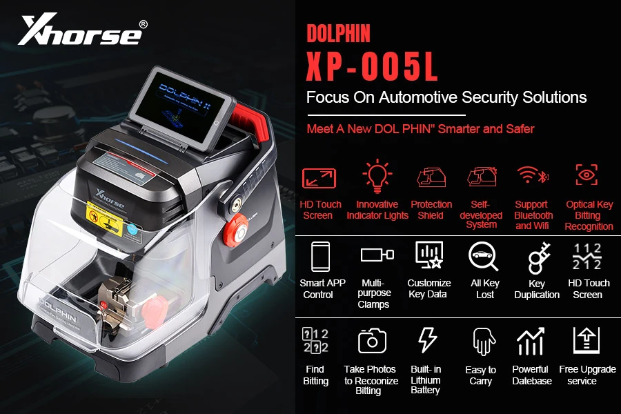 Xhorse Dolphin II XP005L Key Cutting Machine plus Key Reader XDKP00GL feature detail 1