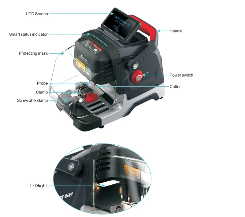 Xhorse Dolphin II XP005L Key Cutting Machine plus Key Reader XDKP00GL feature detail 3