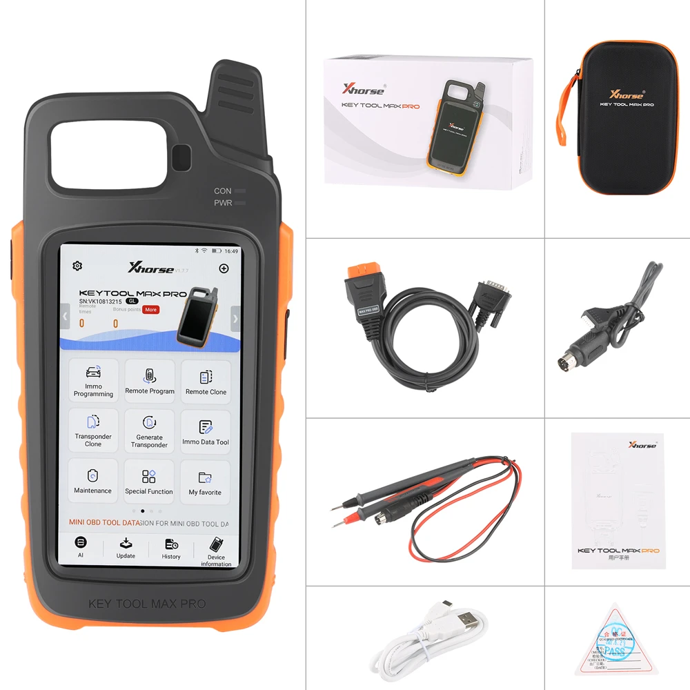 Xhorse Dolphin XP005 Key Cutting Machine with M5 Clamp plus VVDI Key Tool Max Pro As a Screen 7