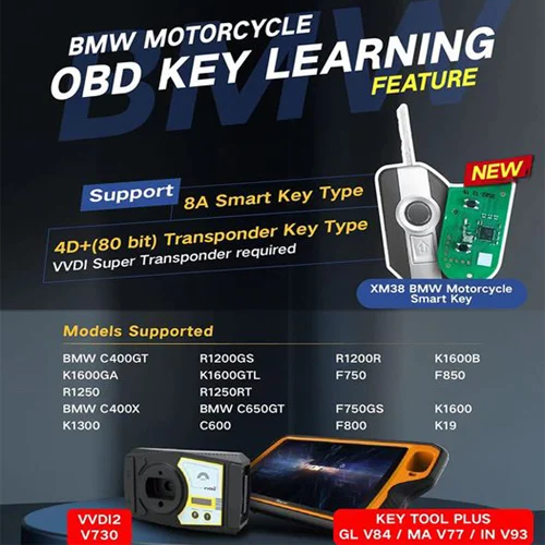 Xhorse BMW Motorcycle Authorization OBD Key Learning For VVDI Key Tool Plus/VVDI2/Key Tool MIDI
