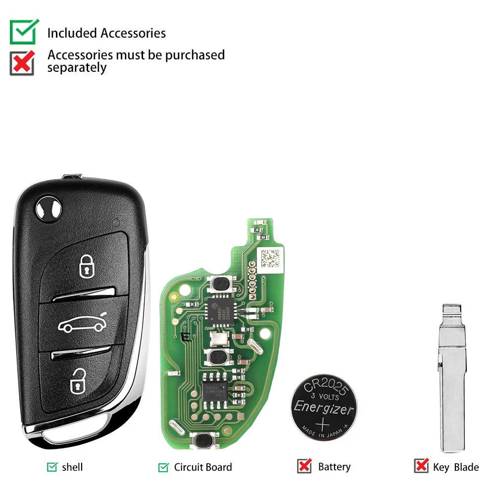 Xhorse XKDS00EN Wire Remote Key DS Flip 3 Buttons English 5pcs/lot