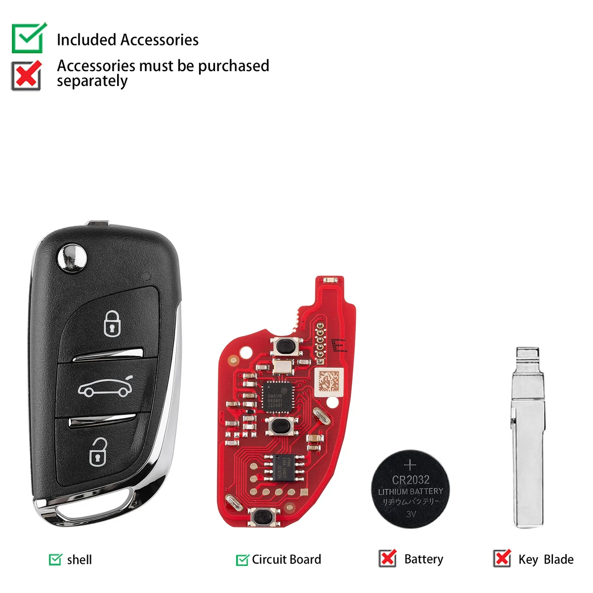 XHORSE XKDS20EN 2ndGeneration Wire Remote Key DS Flip 3 Buttons English 5pcs/lot