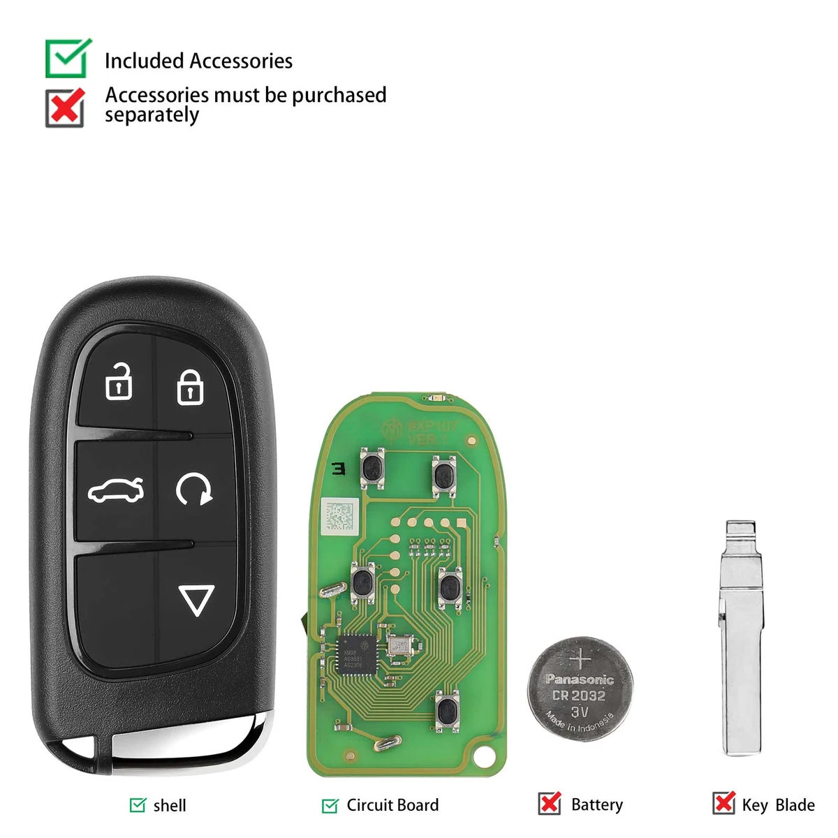 XHORSE XSJP01EN XM38 series TOY.T 5 Buttons Universal Smart key 5pcs/lot